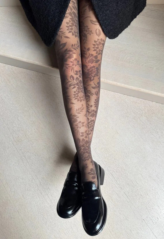 Veneziana Patterned Tights Roxane 20 Den Cappuccino