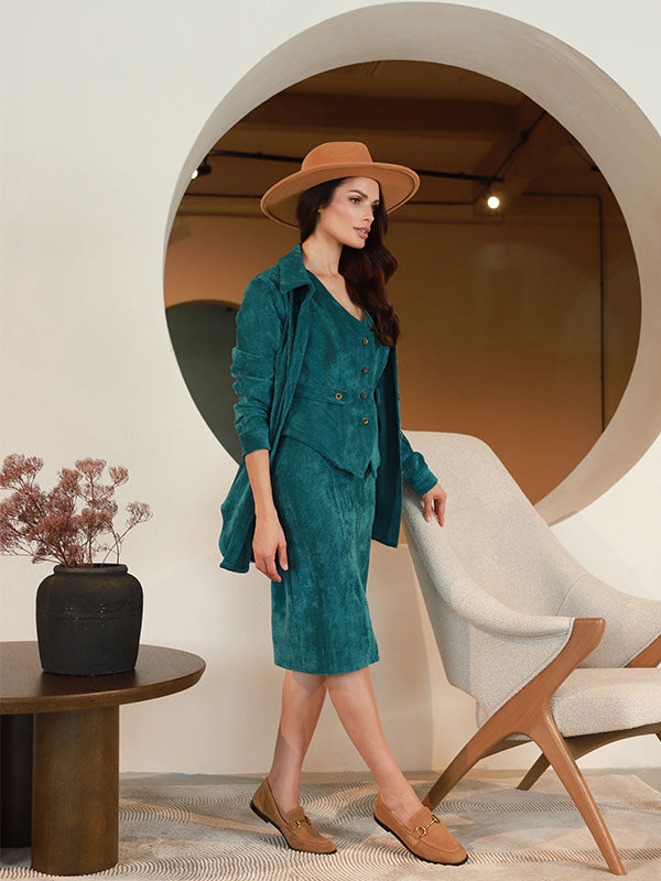 Lega Velvet Skirt Reina Turquoise